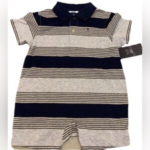 Tommy Hilfiger Romper shortall Boys 12m Grey Blue New Outfit Preppy Ivy League